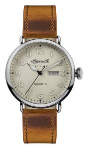 Ingersoll CHRONICLE I03404 Herrenuhr The Trenton Automatikwerk Edelstahl poliert Ziffernblatt Creme Lederarmband Hellbraun matt