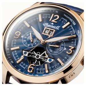 Ingersoll I00301 Mens Watch The Regent  Automatic Stainless Steel Polished Dial Blue Strap Strap  Color  Blue